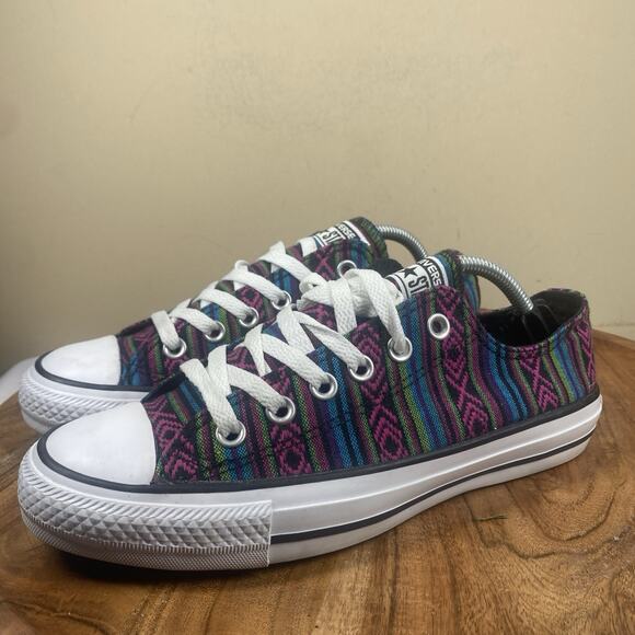 Converse All Star Womens Purple Green Size 7 Aztec Print Pattern Graphic Shoes - Picture 2 of 10